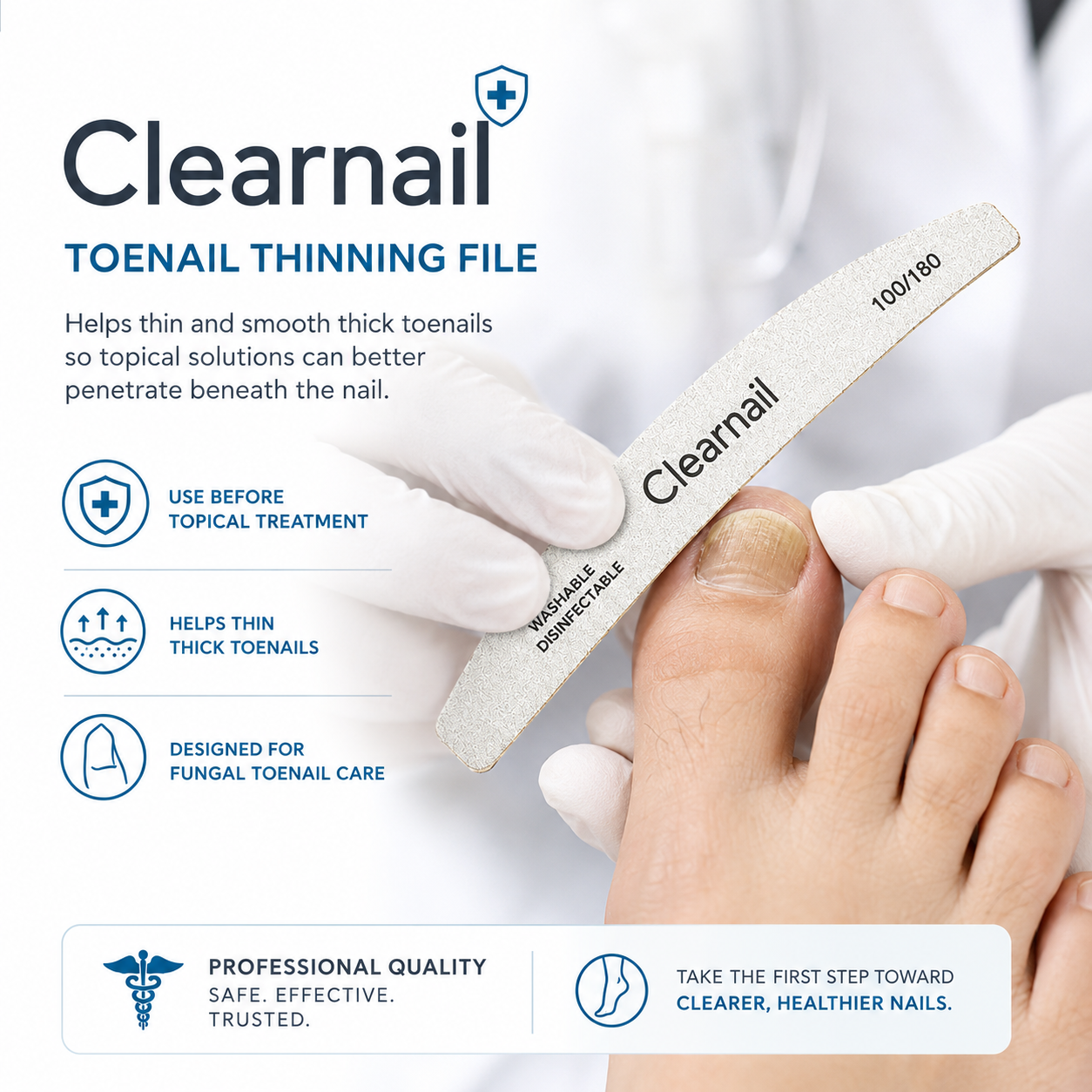 10pcs Clearnail Files Professional 100/180  Emery Board