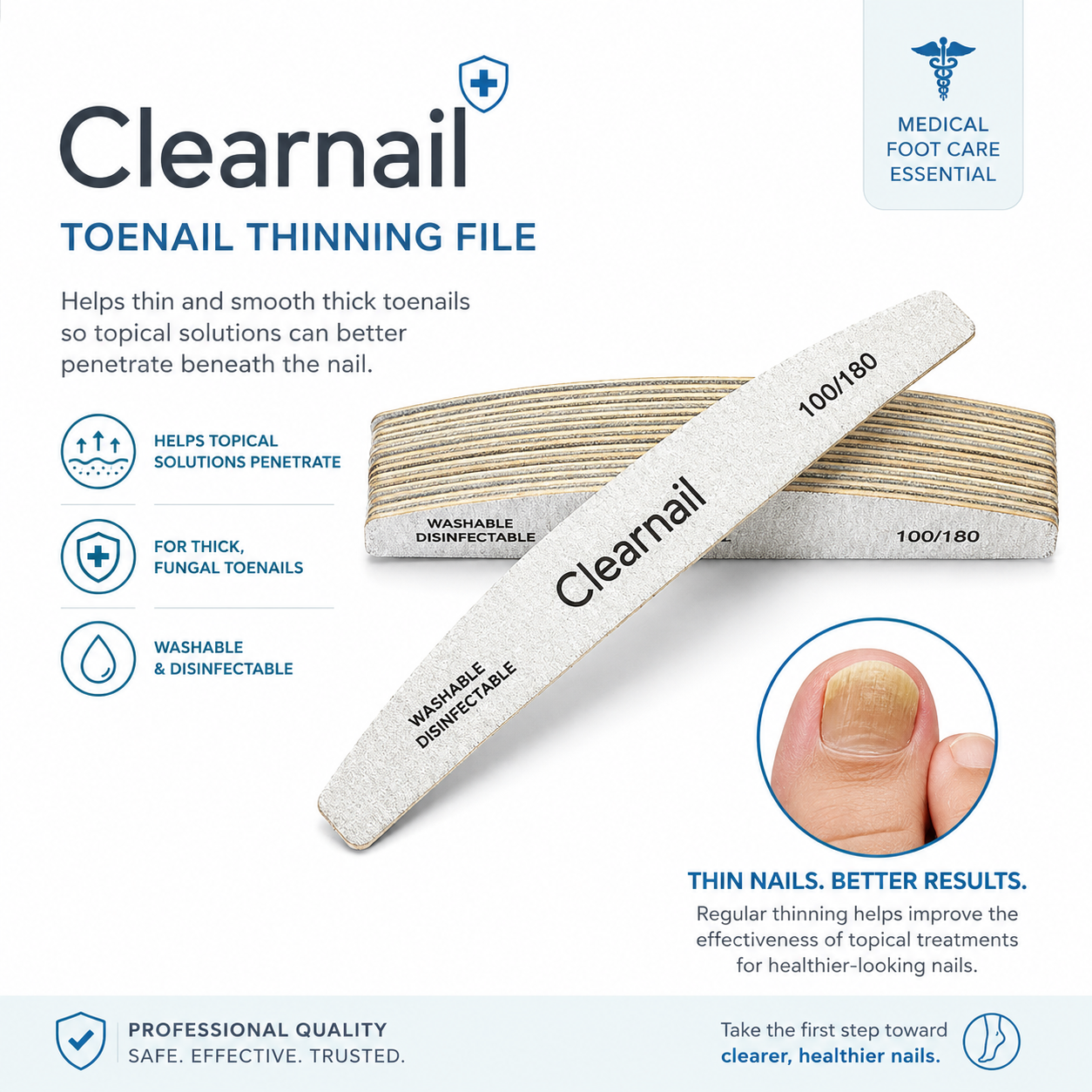 10pcs Clearnail Files Professional 100/180  Emery Board