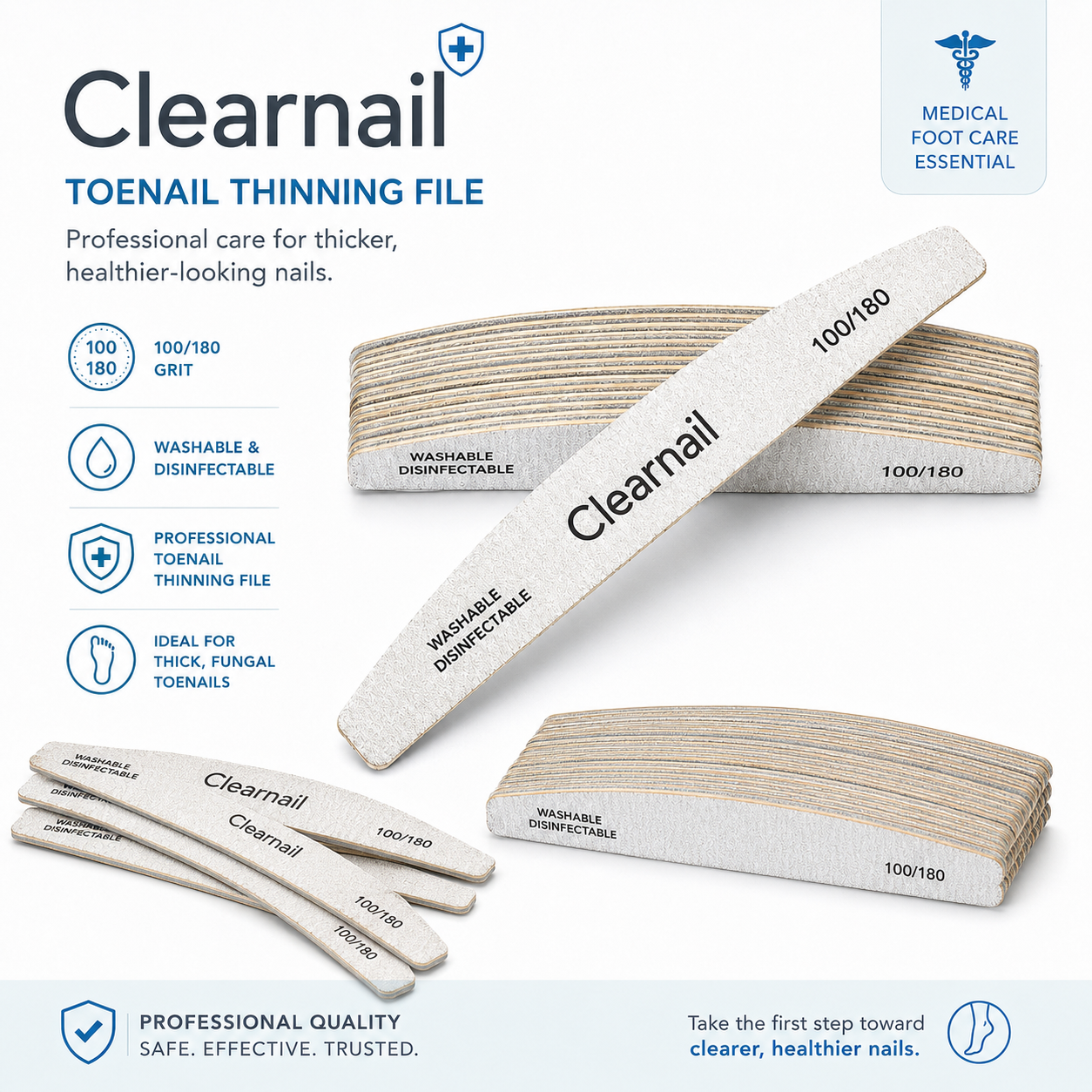 10pcs Clearnail Files Professional 100/180  Emery Board